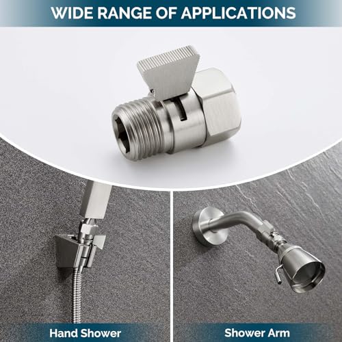 Angle Simple Brushed Nickel Shower Valve with Flow Restrictor & Shut Off - Model 1