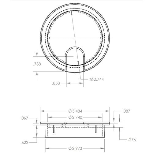 MyCableMart 3"" Cut-Hole Size White Round Wire Management Grommet with Removable Lid