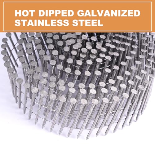 Stainless Steel 2 Inch 15-Degree Siding Nails - BHTOP Coil Nails 3600 Pcs