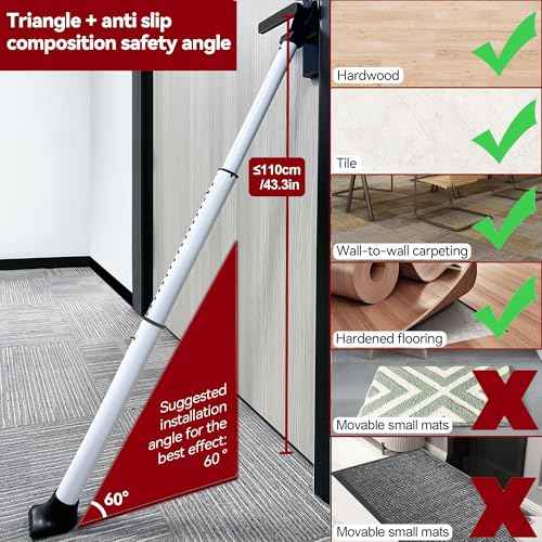 AceMining Upgraded Door Security Bar & Sliding Patio Bar, Heavy Duty Stoppers Adjustable Jammer for Home, Apartment, Travel (1 Pack,White)