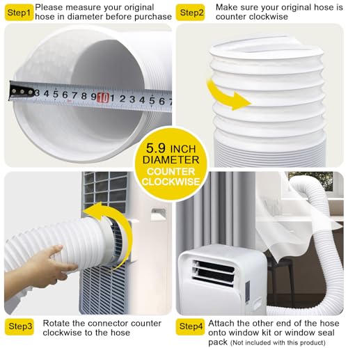 Aukney 59'' Portable Air Conditioner Exhaust Hose - 5.9 Inch Anti-Clockwise Thread, Universal Replacement Vent Hose