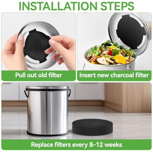 Rainflow 10 Pack Compost Bin Charcoal Filters – 6.7 inch Cut-to-Fit Odor Control