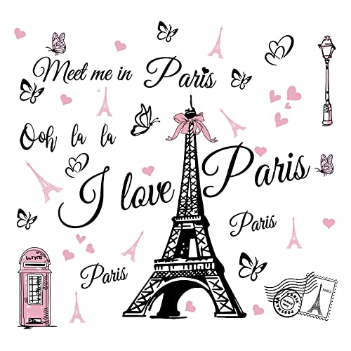 Paris Eiffel Tower Wall Stickers - Peel and Stick Decal for Bedroom, Living Room, Sofa Backdrop, TV Wall Decoration - Home Decor Art