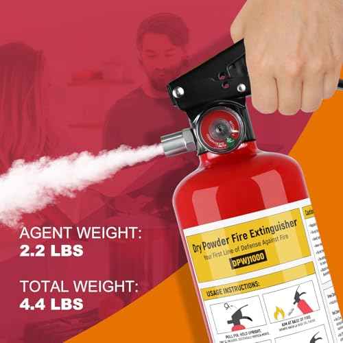 ABC Dry Powder Fire Extinguisher, 1-A:10-B:C Rated, Dry Chemical Fire Extinguisher for Home, Kitchen, Office & Vehicle, Fire Extinguisher with Easy-Grip Handle & Quick Release (1 Pack)