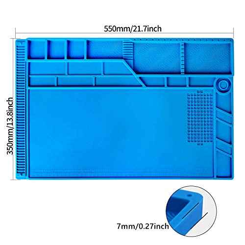 Kaisi S-180 Large Silicone Soldering Mat Magnetic Repair Work Mat, Heat Resistant Insulation Large Platform Station Pad for Soldering, Electronics, Computer Repair, Size 21.6 x 13.8 inch