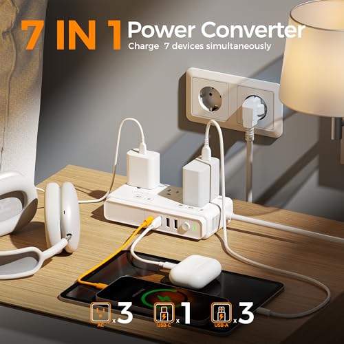 TESSAN 4 Feet Voltage Converter US to Europe 220V to 110V Travel Power Adapter