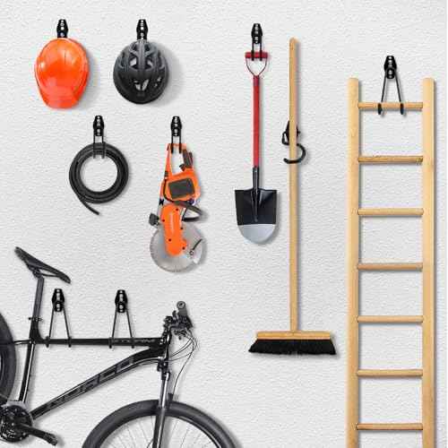 16 Pack Steel Wall Mount Garage Storage Hooks with Anti-Slip Coating, Heavy Duty, Hooks, for Hanging Bike, Ladder, Garden Tools
