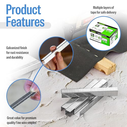20 Gauge Galvanized Upholstery Staples 3/8-Inch Length, 1 Box (10mm) Crown, 5,040 pcs