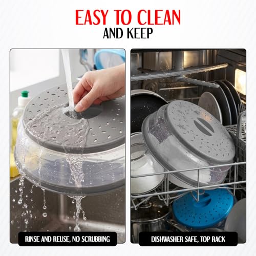 Galleyby Gary Silicone Microwave Splatter Cover, 10.5 Inch, Pack of 2, BPA Free, Dishwasher Safe