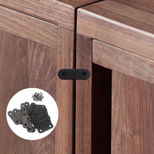 GZJoSum 40 Pcs Stainless Steel Flat Brace Plates for Furniture, Black, 2x0.6 Inches