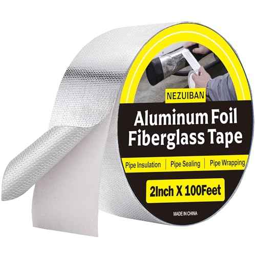 NEZUIBAN Aluminum Foil Fiberglass Tape, HVAC Heat Resistant Tape,2 Inches x 100 Feet