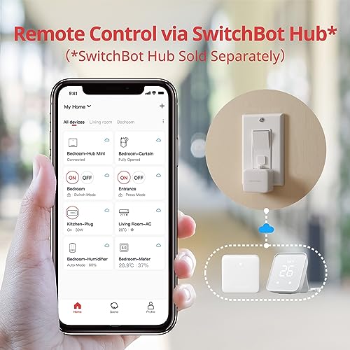 SwitchBot Smart Button Pusher - Bot White, App & Timer Control, No Wiring, Optional Hub