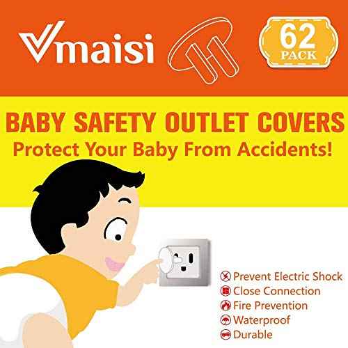 Vmaisi 62 Pieces Outlet Covers ChildProof Plug Protector - Baby Proofing Electrical Safety Outlet Plugs