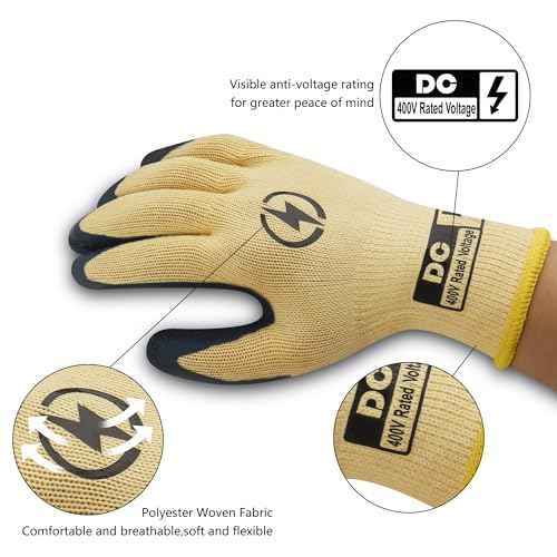 Insulated Electrician Gloves 400V High Voltage Resistant Flame Retardant Work Gloves, Electrical Rubber Non-slip Texture Design for Electricians Prevent Shock