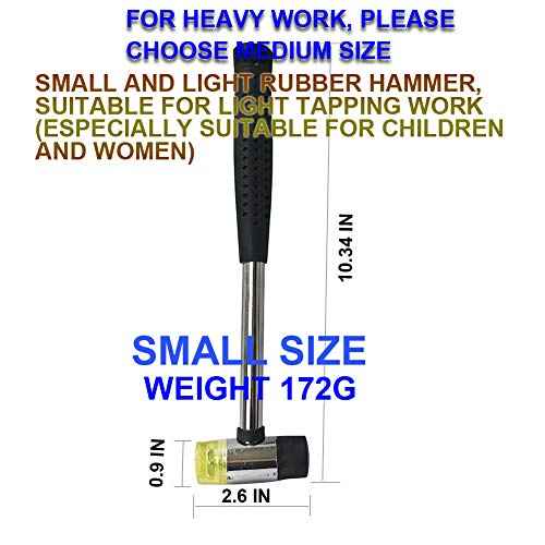 Small Rubber Mallet Hammer, Double-Faced Rubber Hammer for Jewelers Kid or women Usage or Light Tapping Work Non-Slip