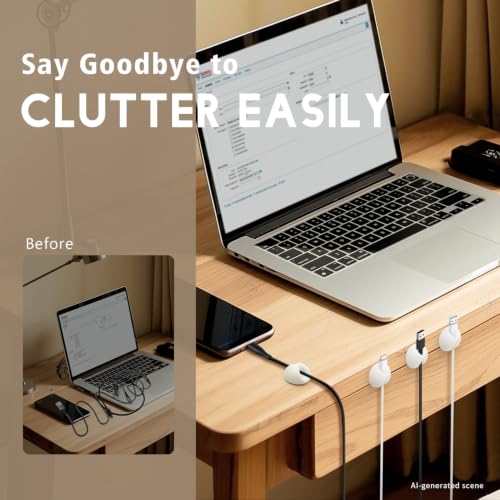 SmiLife Cable Clips White 1.1 inch 9PCS - Cord & Wire Organizer