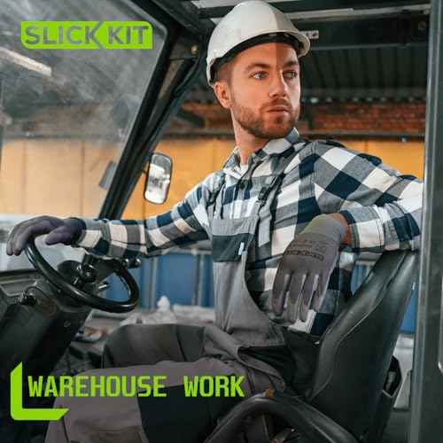 Work Gloves PU Coated, for Men and Women, Ideal for General Duty Work, 12 Pairs, Grey