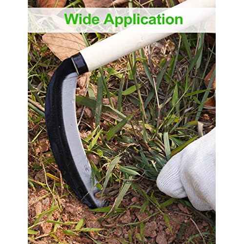 TOYPOPOR Carbon Steel Grass Sickle, 15'' Japanese Gardening Weeding Weeder, Garden Hand Tool, Farming Weed Remover, Scythe Blade Cutter, Manual Mowing Blade Cutter, Thick Blade Gardening Quick Work