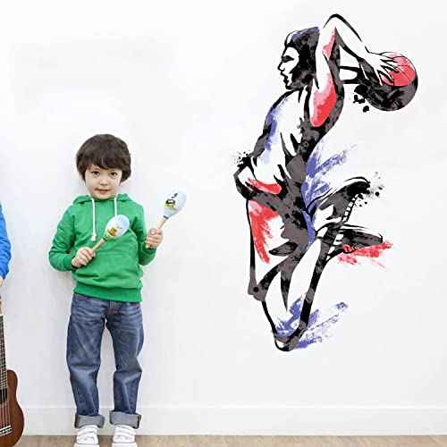 Runtoo Basketball Player Wall Art Decal Slam Dunk Sports Wall Stickers Teens Boys Bedroom Gym Decor