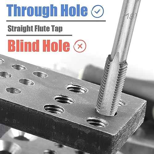 Mesee 6 Pcs Tap Wrench Tool Set, Adjustable T-Handle Tap Holder Wrench with Machine Screw Thread Metric Plug Taps M3 M4 M5 M6 M8 Taps for Metal/Aluminum/Plastic/Wood