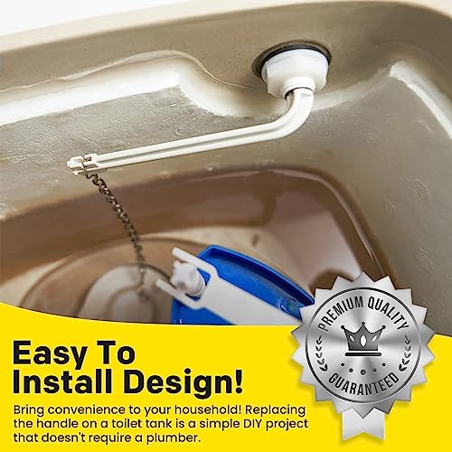 Qualihome Toilet Tank Flush Lever Replacement White Straight Arm Compatible with American Standard