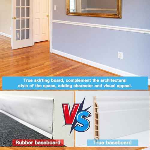 Art3d Wall Baseboard Molding Trim 8-Pack of 56 x 3.2 in., High Impact Polystyrene Skirting Board - Installed with Glue - White