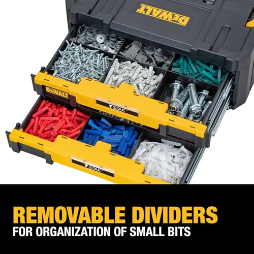 DEWALT TSTAK Tool Storage Organizer with Double Drawers 17.3x12.3x6.9 in, Holds Up to 16.5 lbs
