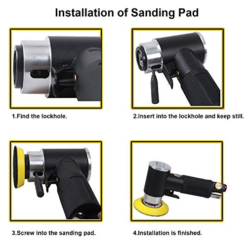 2" and 3" Random Orbital Air Mini Sander - 15,000 RPM Pneumatic Angle Sander, Dual Action Polisher