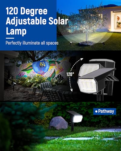 AUDERWIN Outdoor Solar Spot Lights 4 Pack Waterproof Cool White