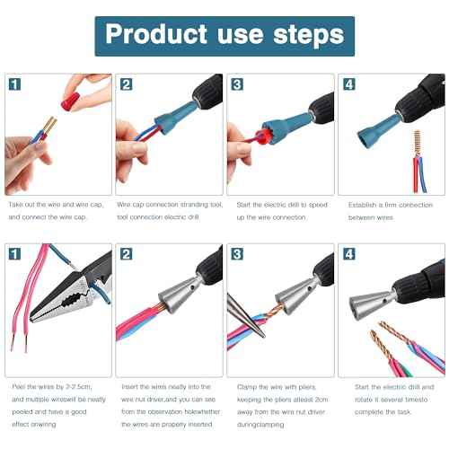 Wire Nut Twister,Wire Twisting Tool,Wire Nut Twiter for Drill,Spin Twist Wire Connector Socket,Wire Connector Driver with 1/4" Chuck,Wire Stripping and Twisting Tool for Cable Quick Stripping(2pcs)