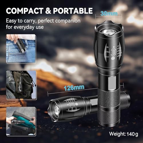 5 Pack Red Flashlight Rechargeable, Green Light Flashlight, Blue Light Flashlight£¬Long Range Powerful, 4 in 1 Multi-Color, White, Red, Blue and Green Lights, 4 Color Modes for Camping,Outdoor