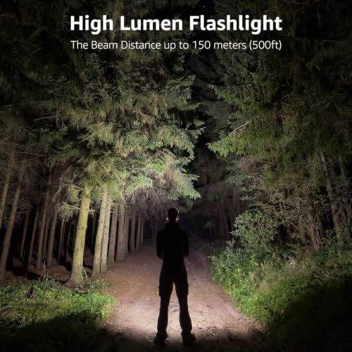 Lepro Black LED Flashlight - Waterproof, High Lumens, Adjustable Focus, Compact Handheld