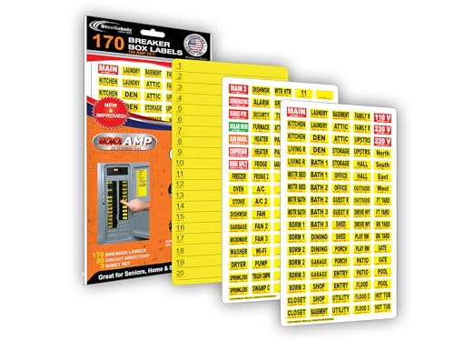 170-Circuit Breaker Decals Set - Bright Easy-Read Vinyl Labels for Panels
