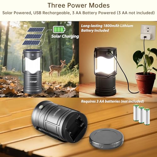 4-Pack Solar Camping Lanterns with USB Rechargeable LED Flashlights - Emergency & Outdoor Power
