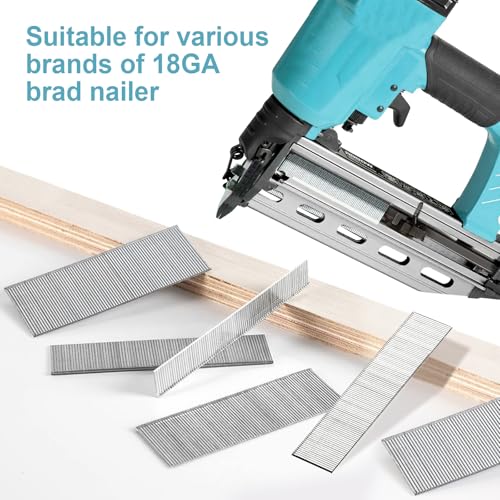 BaBaYang 18 Gauge Brad Nails Combo Pack - 1500 Pieces, 5 Sizes for Nail Gun