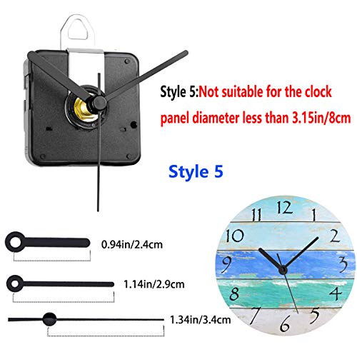 HILLHOME 1/2 Inch Shaft Wall Clock Movement Kit with 5 Pairs of Hands - Non Ticking Quartz Motor for DIY Repair