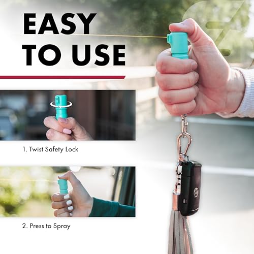 SABRE Mighty Discreet Pepper Spray, Protect Against Multiple Threats with 16 Bursts, Ultra-Compact Design, 40 Percent Smaller Than Other Pepper Sprays, UV Marking Dye, Snap Clip, 0.18 fl oz