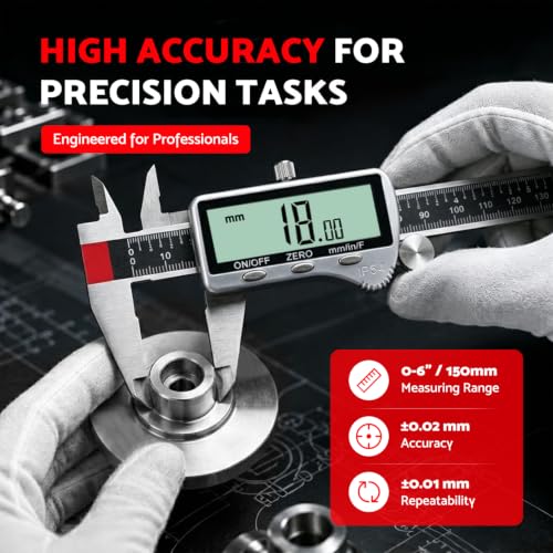 S&F STEAD & FAST Digital Caliper Measuring Tool 6 inch with Extra