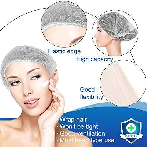 Disposable Bouffant Caps, 21inches Hair Net, Elastic Dust Cap for Food Service, Sleeping Head Cover (White)