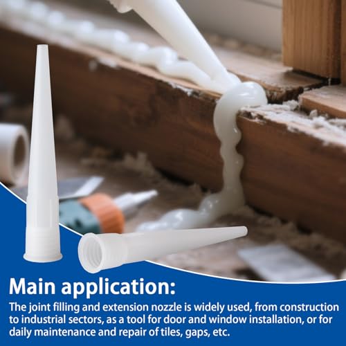 30Pcs Plastic Caulking Gun Extender - Caulk Nozzle Tips 4inch for Sausage Caulking Gun Application, Caulk Nozzle Tip Tool Easy To Use(White)