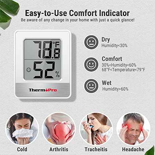 ThermoPro TP49 Digital Hygrometer Indoor Thermometer Humidity Meter Room Thermometer with Temperature and Humidity Monitor Mini Hygrometer Outdoor