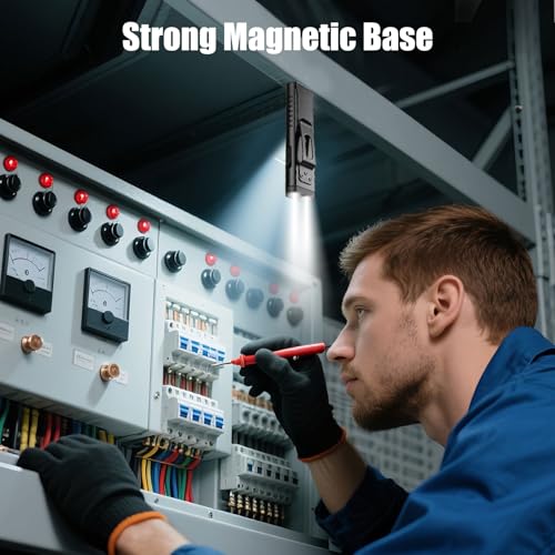 Rechargeable EDC Flashlight with Sound Beeper, Portable Flat Pocket Flashlights, Small Magnetic Flashlight, 7 Mode Side Light Clip On Handheld Flashlight for Outdoor Home Working, Black