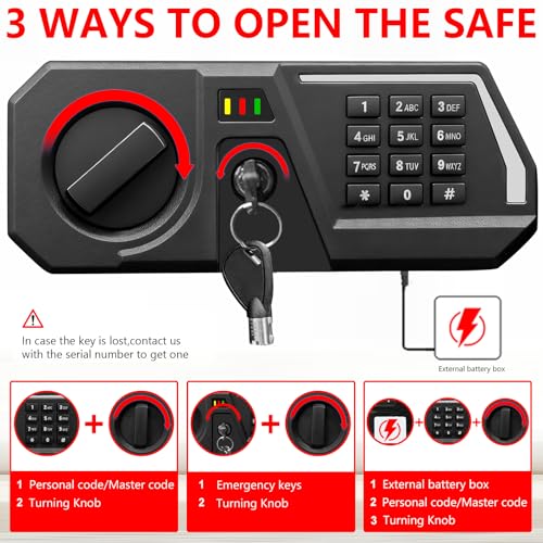 Tipiyajo 3.4Cuft Large Digital Fireproof Waterproof Home Safe Box, Programmable Keypad