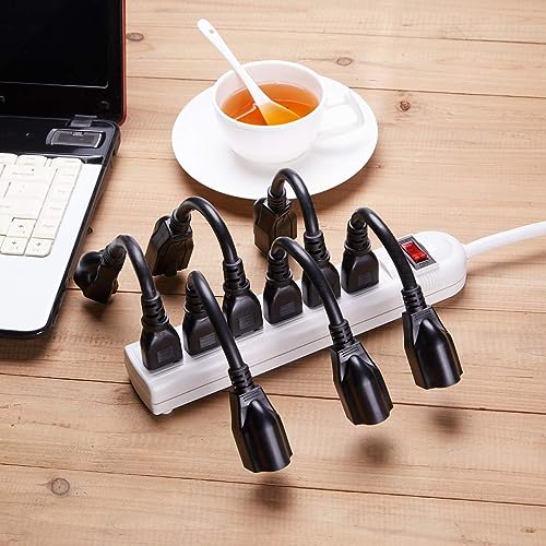 Miady 4-Pack Short Power Extension Cord 16AWG 13A 8 Inch Non-Lighted Plug