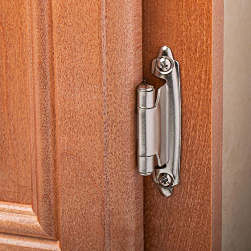 DecoBasics Brushed Nickel Self-Closing Cabinet Hinges 50 Pairs - 1/2" Overlay