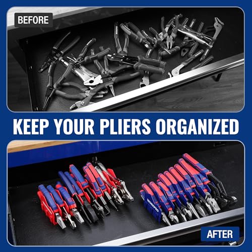 WORKPRO 2-Pack Plier Organizer Rack Blue & Red - 20 Slot Tool Storage