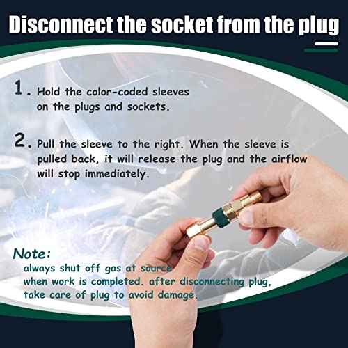 Upgraded QDB10 Torch to Hose Quick Connect Set, With Check Valves. Brass construction color coded for safety (oxy/green, fuel/red).