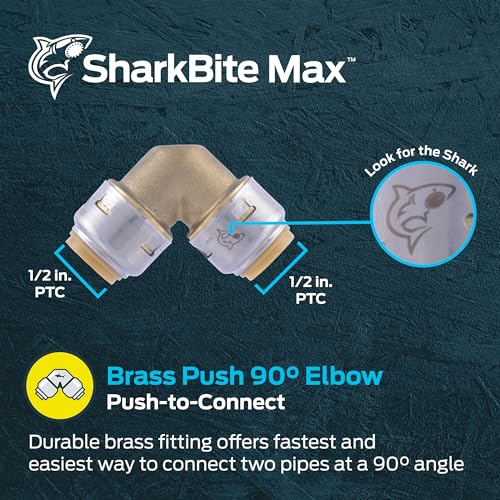 SharkBite Max 1/2 in. Push-to-Connect Brass Elbow Fitting 90-Degree UR248A