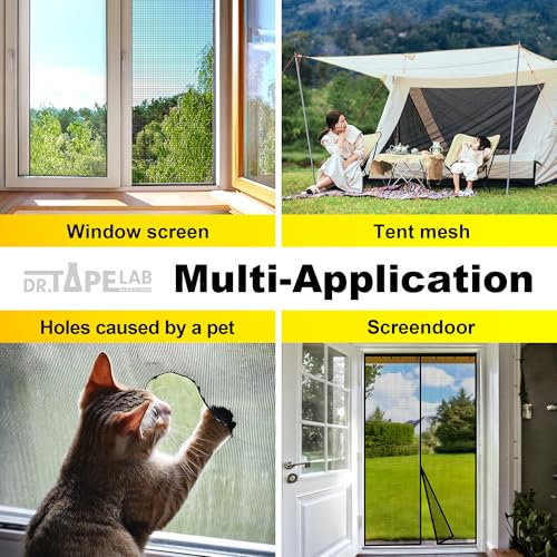 DR.TAPELAB Gray Window Screen Repair Tape 4in x 15ft Waterproof Mesh Patch Kit