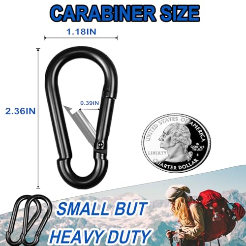 XHMAXE 100PCS M6 Heavy Duty Carabiner Clips Black 2.36 Inch Load 270LBS
